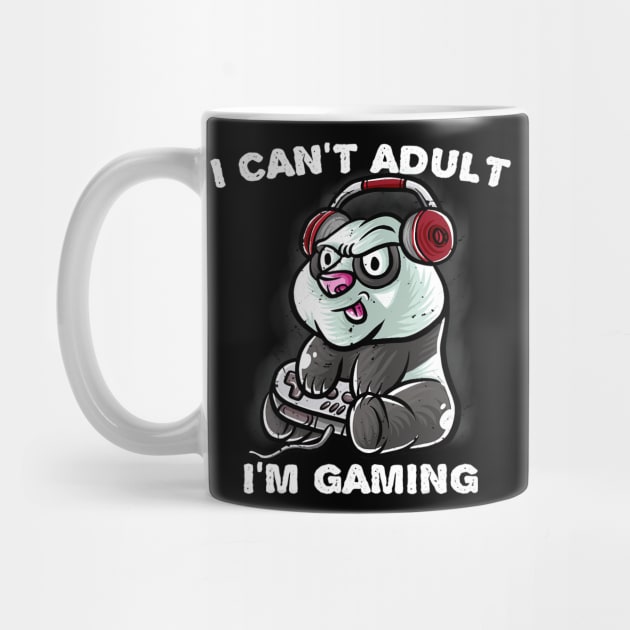 I Cant Adult Im Gaming Introvert Gamer Nerd Panda Bear by omorihisoka